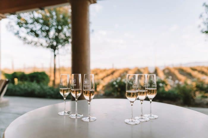Sparkling wine glasses at Carter Estate Winery